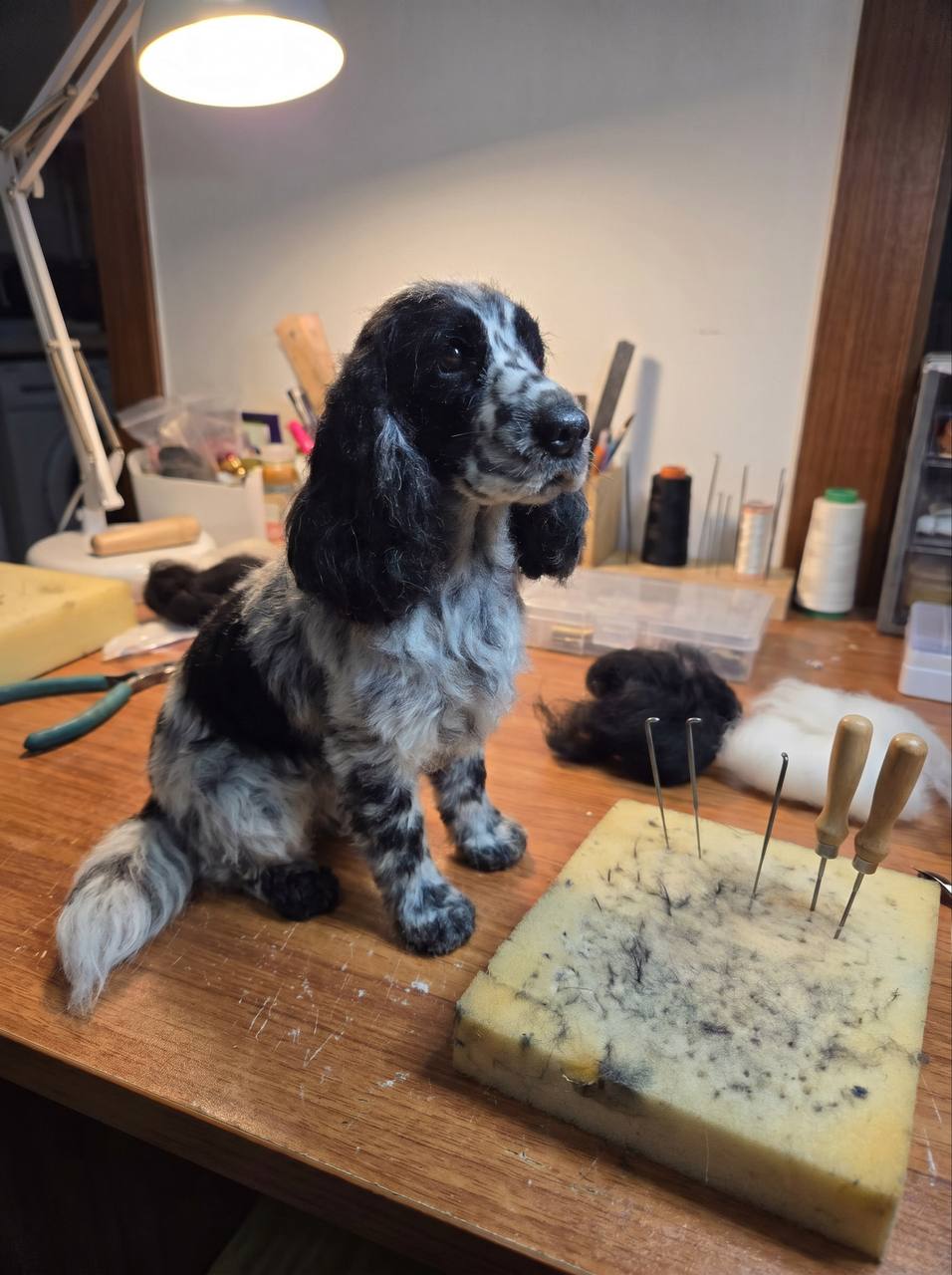 Finished handmade wool sculpture of Billy by FurFelt Creations